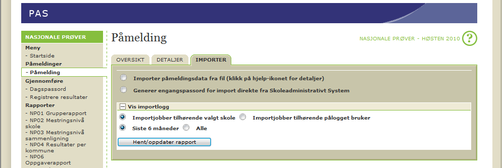 Registrere ansvarlege for prøvegruppa gjer ein i påmeldingsbiletet i PAS. Alle personar på skolen som har ei brukarrolle i PAS, er valbare som ansvarlege for ei elevgruppe.