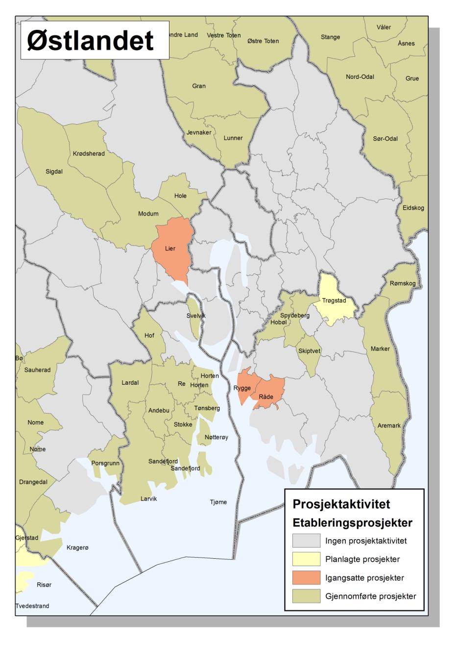 Samfinansieringsprosjekter i Buskerud 1 kommune igangsatt 4 kommuner