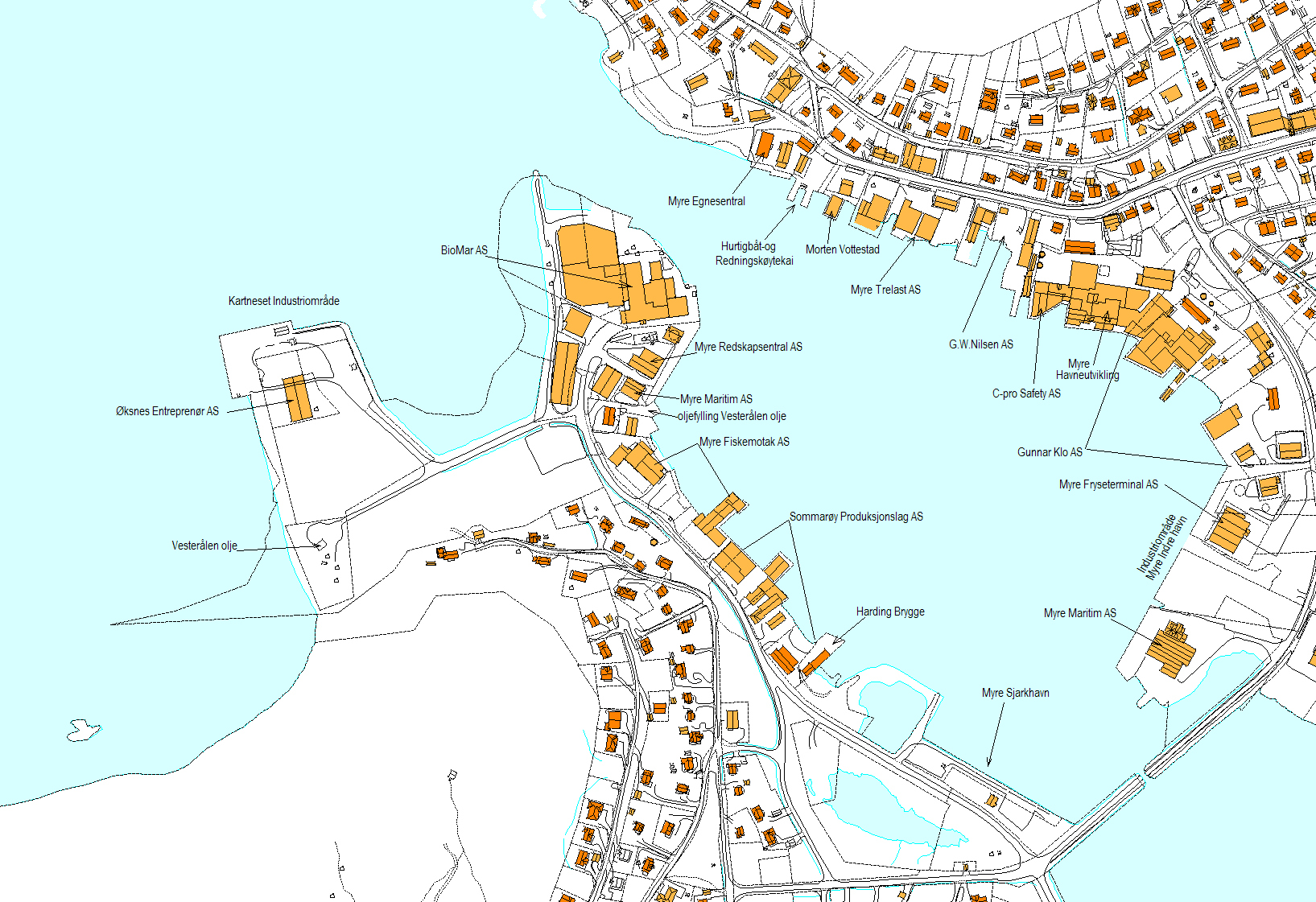17 Oversikt over industriområder som er avgiftsbelagt og tilhører Øksnes Havnevesen KF.