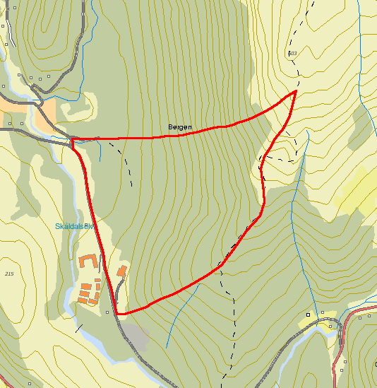 Figur 2: Nedbørsfelt, Moldalia ca. 380 daa (38 ha).