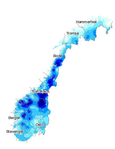 Temperatur, avvik fra normalt.