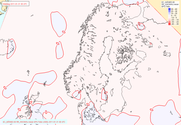 litt mindre nedbør enn normalt.