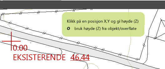 For å starte velger du enten å angi x,y posisjon i planvindu og skrive inn høyde, stå i x,y posisjon i plan og trykk O for å bruke det du har valgt som inndata eller du kan snappe deg til