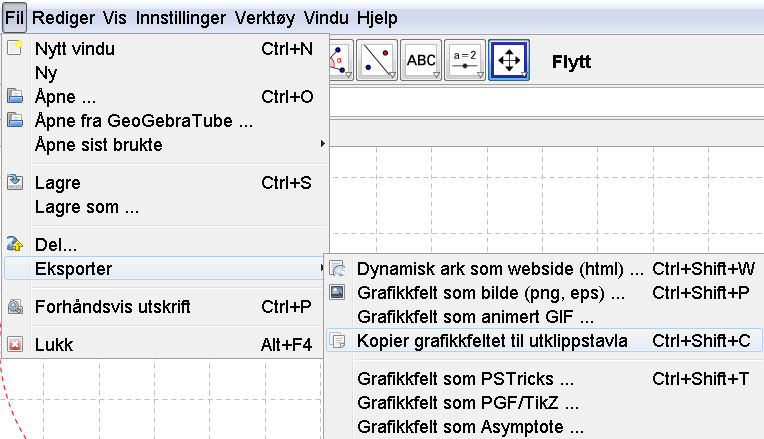 Oppgave 10 Tegn en sirkel med radius lik 3. Forstørr og forminsk figuren. Flytt på tegneflaten ved hjelp av. Skrive ut Utskrift finner vi på fil-menyen, det heter Forhåndsvis utskrift.