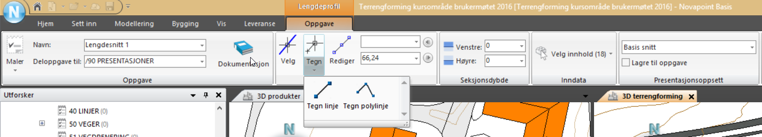 Lage en snittlinje i