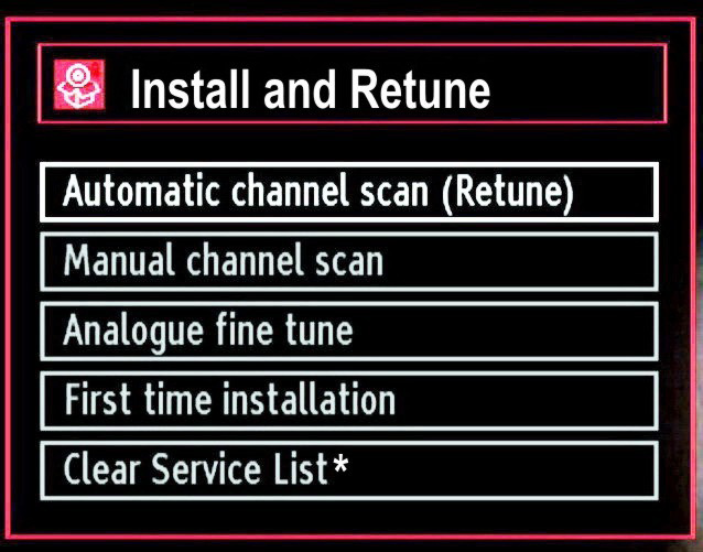 Installation HINT: Auto tuning feature will help you to retune the TV set in order to store new services or stations.