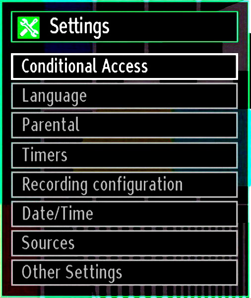 Configuring Your TV s Settings Detailed settings can be configured to suit your personal preferences. Press MENU button and select Settings ikon by using or button.