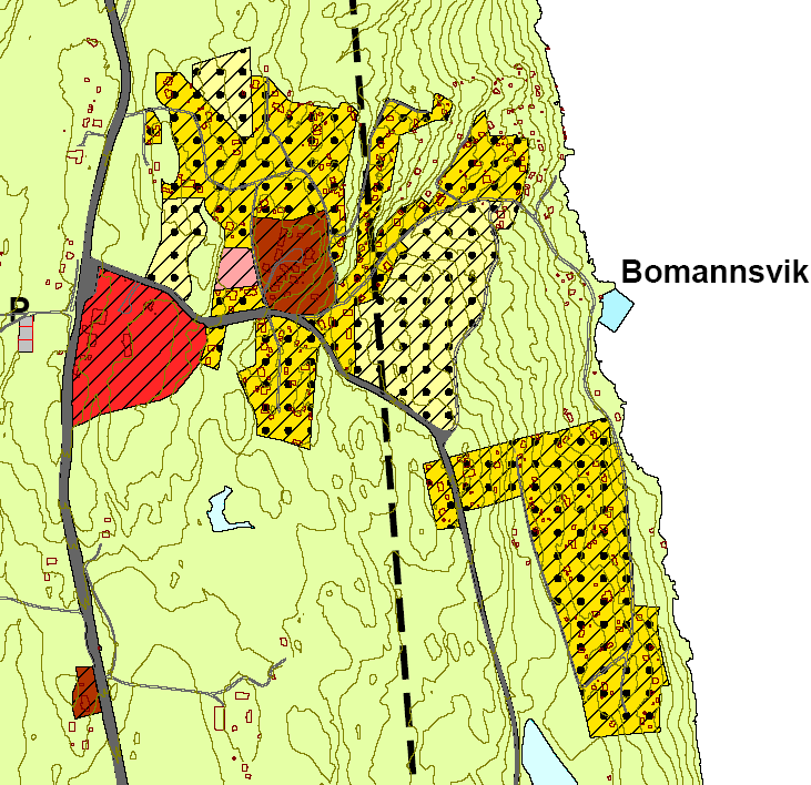 4 Kommuneplanens arealdel 2007-2019 I ny kommuneplan vedtatt 29/5-2008 er det satt av tre områder for fremtidig boligbygging, se områder med lys gul skravur i figur 4.