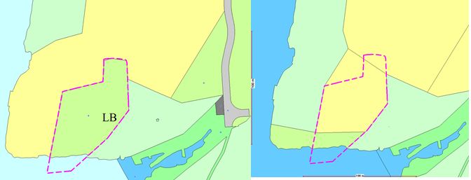 Illustrasjon: Snitt av bebyggelsen fra planbeskrivelsen med administrasjonen påtegninger av kote høyder i samsvar med planens bestemmelser. Bygget skal iht.