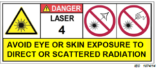 Bildet under viser eksempel på et laserinstrument med korrekt merking etter EN