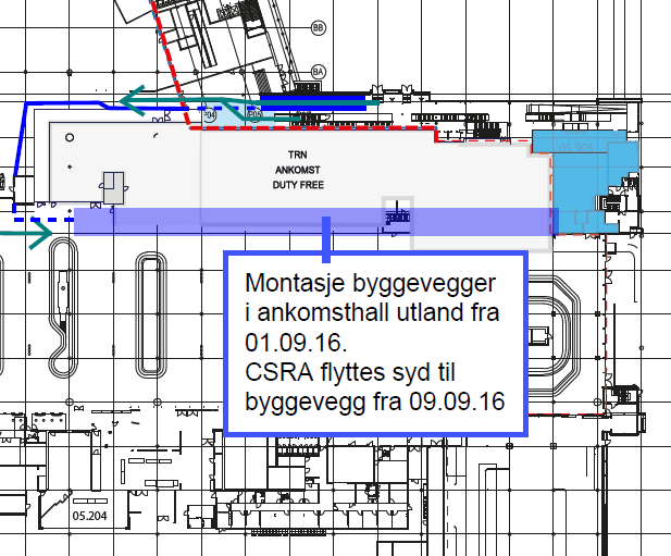 - SBØ Objektsnavn: Ombygging SBØ nivå D og F Kontrollområde: Nivå D-ankomsthall utland Fra 01.09.