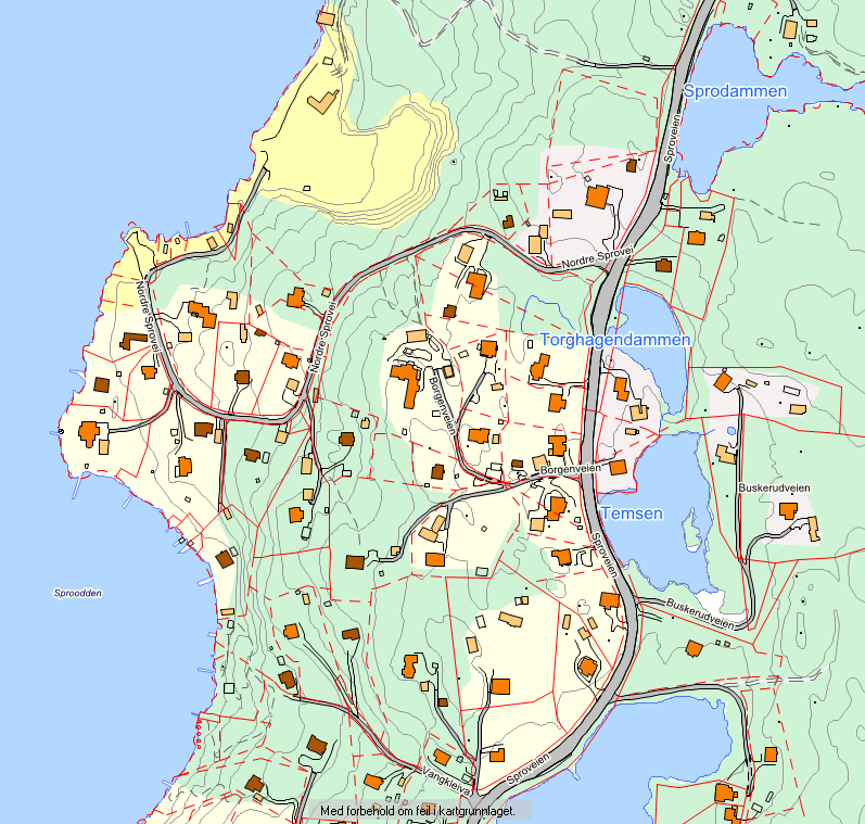 Figur 3A: Avgrensning av delområde Spro, nord (rødt).