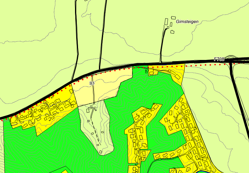 PLANGRUNNLAG/BAKGRUNN. For området foreligger godkjent kommuneplan for Melhus, der området er avsatt til framtidig boligbebyggelse (B5+lysegrønt område lenger sør).