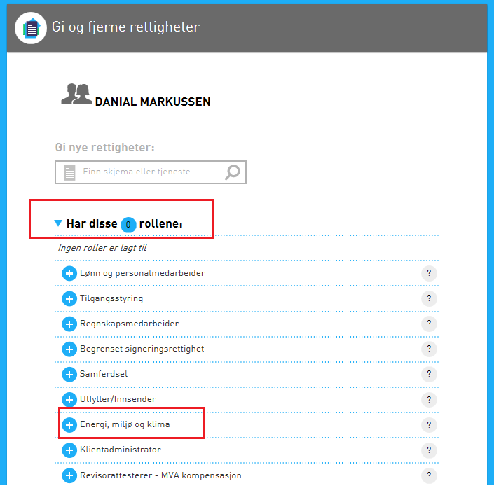 11. Klikk på rollen «Energi, miljø og klima» for å velge den. 12.