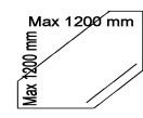 Max 1200 mm Max 1200 mm Max 1200 mm Skreddersydde benkeplater i laminat rettkant 1,25 Priser pr.