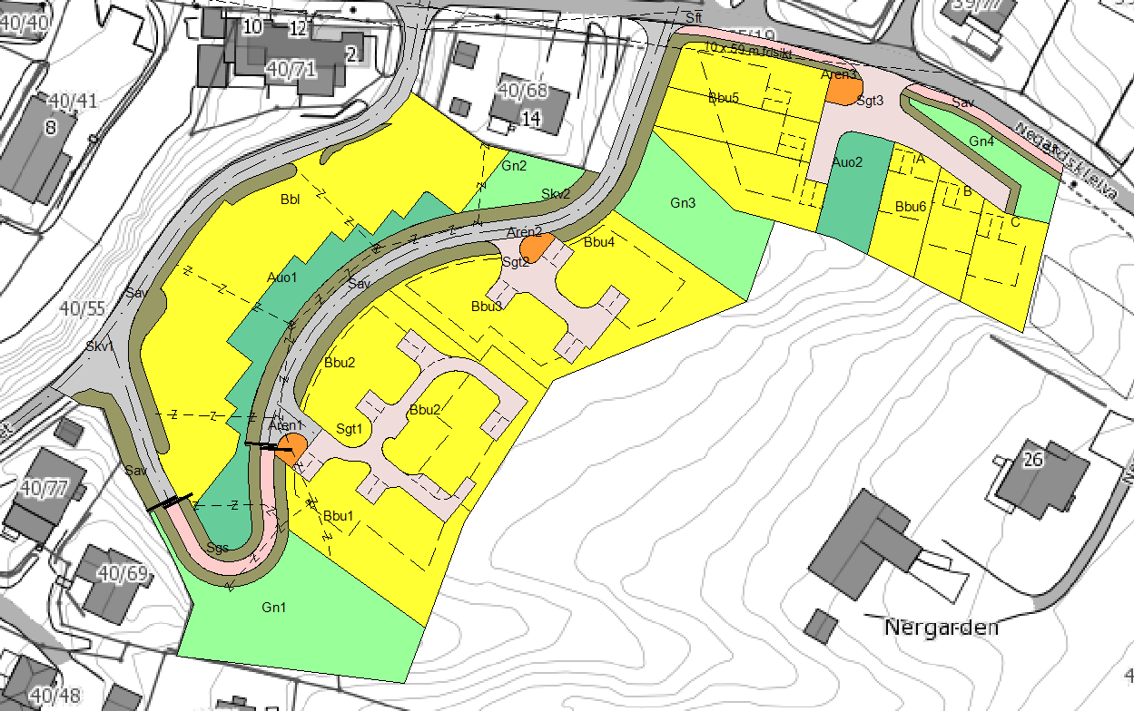 Figur 1 Lokalisering av planområdet Reguleringsplan for boligfeltet ble