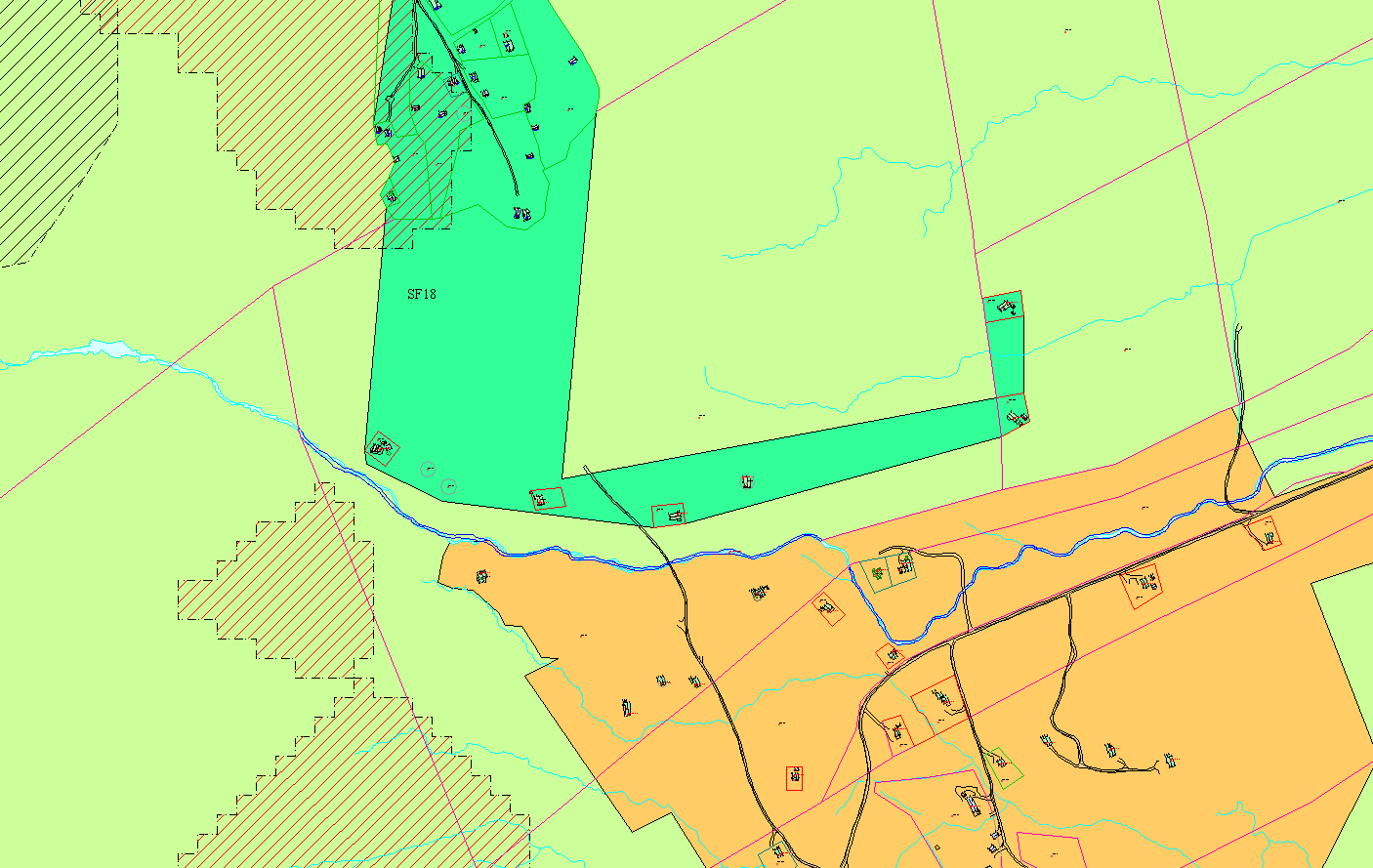 Figur 1: Kart over området. Pil viser eiendom 101/97. Ligger i LNF. Figur 2: Kart over området.
