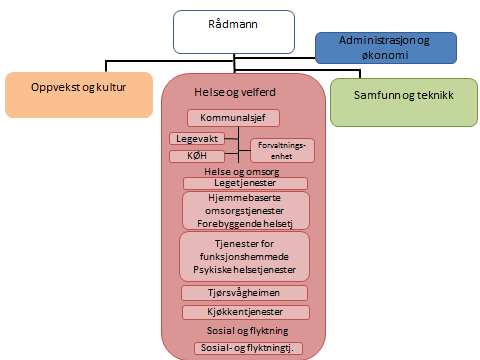 4.0 Organisasjon Figur 1 Flekkefjord kommune har en tverrfaglig forvaltningsenhet som skal kartlegge og forvalte alle tjenestebehov, herunder tildeling av boliger, innen Psykisk helse, Tjenester for