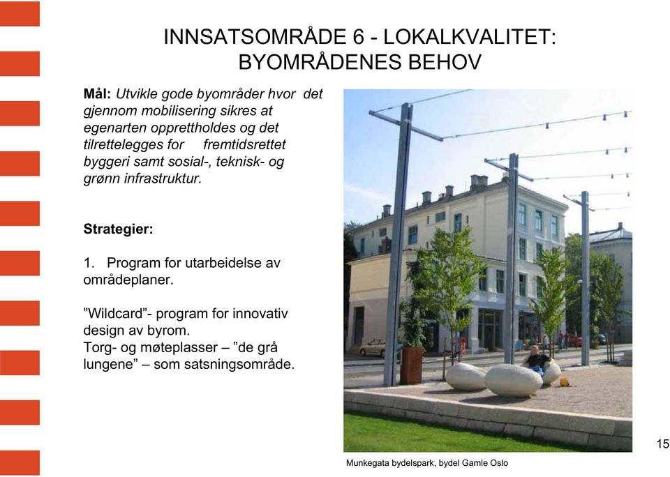 grønn infrastruktur. Strategier: 1. Program for utarbeidelse av områdeplaner.