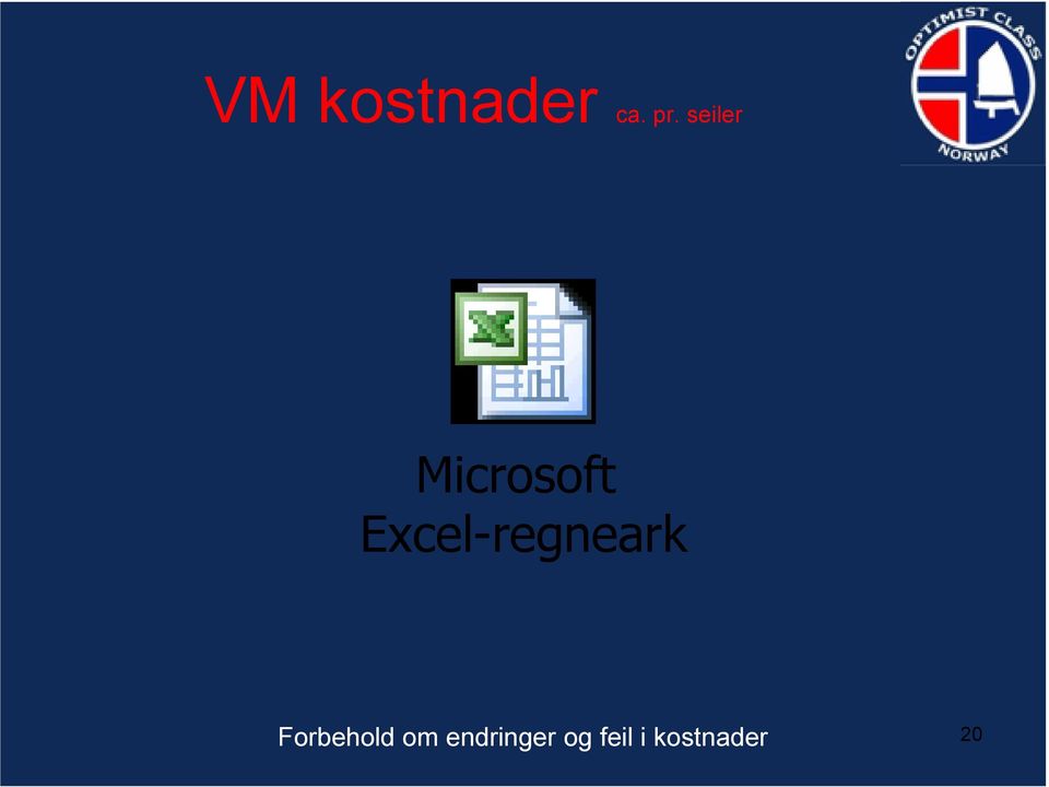 Excel-regneark Forbehold