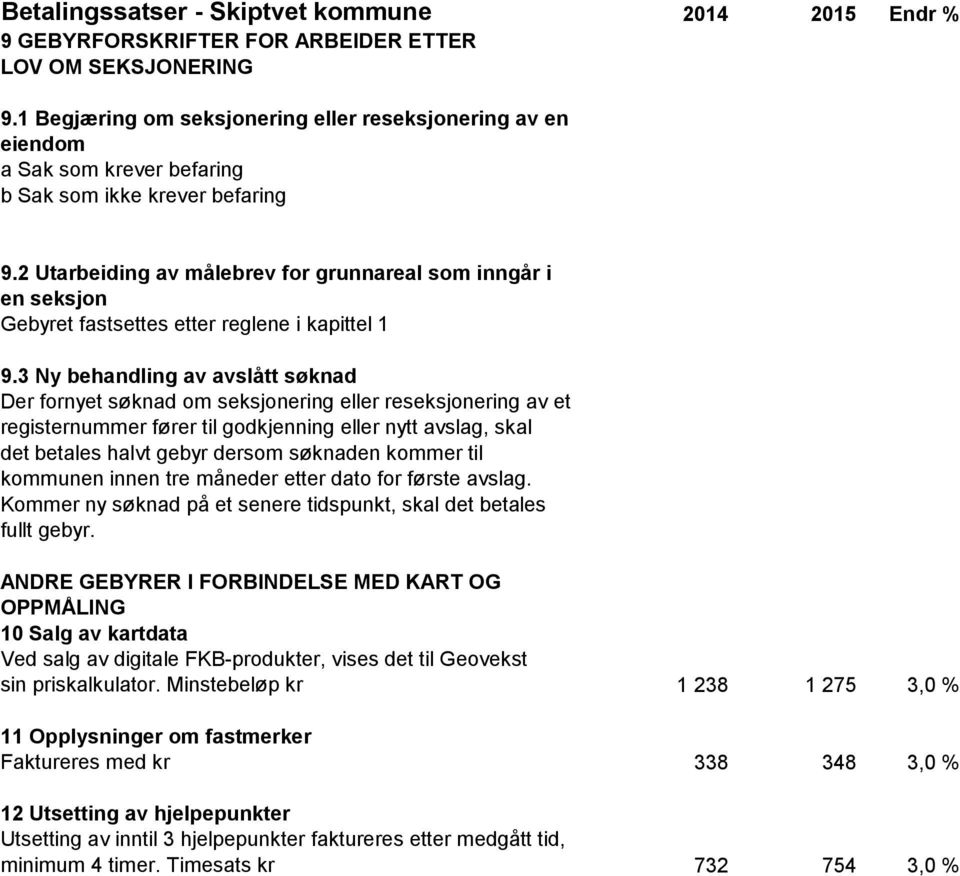 2 Utarbeiding av målebrev for grunnareal som inngår i en seksjon Gebyret fastsettes etter reglene i kapittel 1 9.