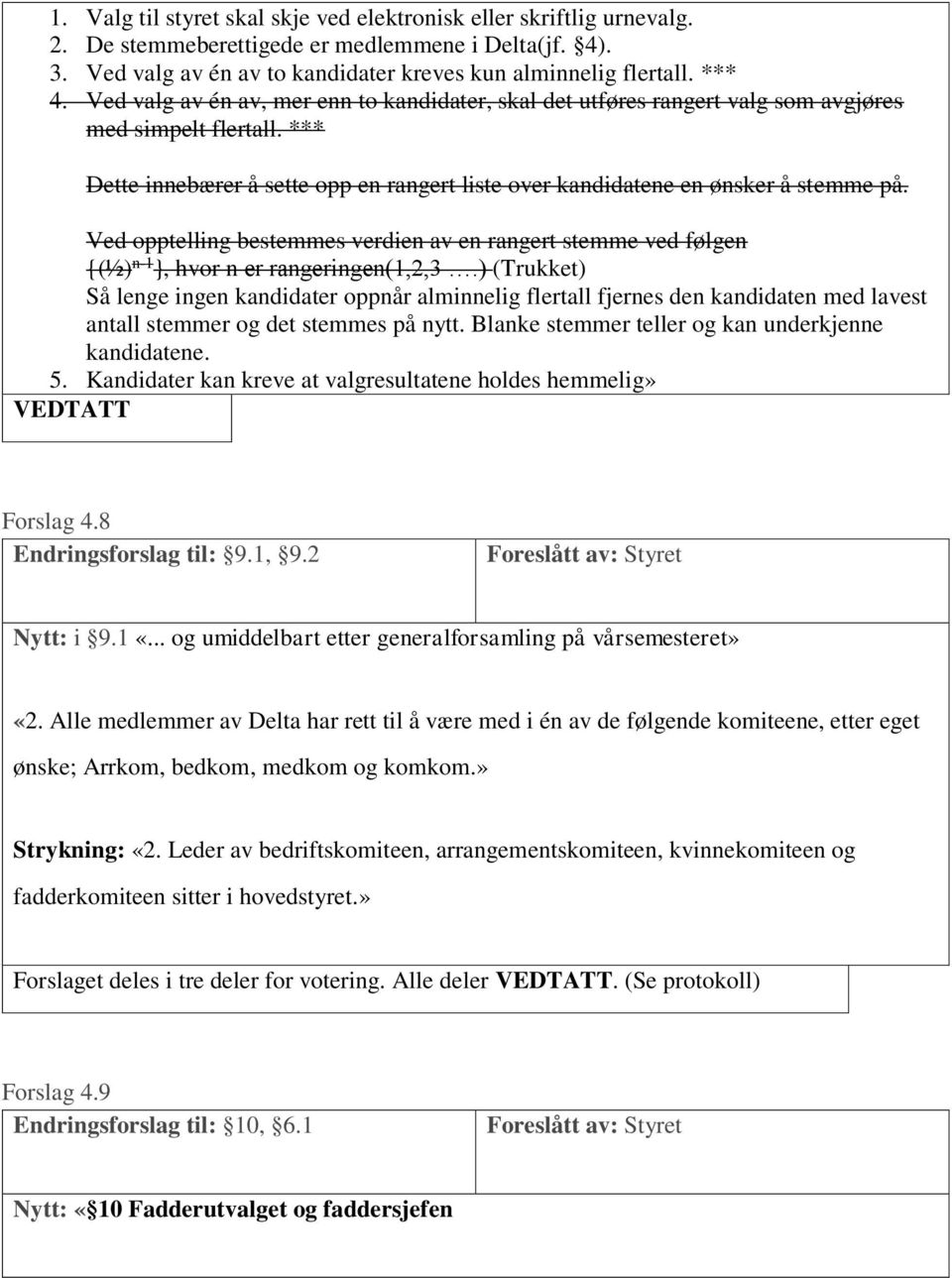 Ved opptelling bestemmes verdien av en rangert stemme ved følgen {(½) n-1 }, hvor n er rangeringen(1,2,3.