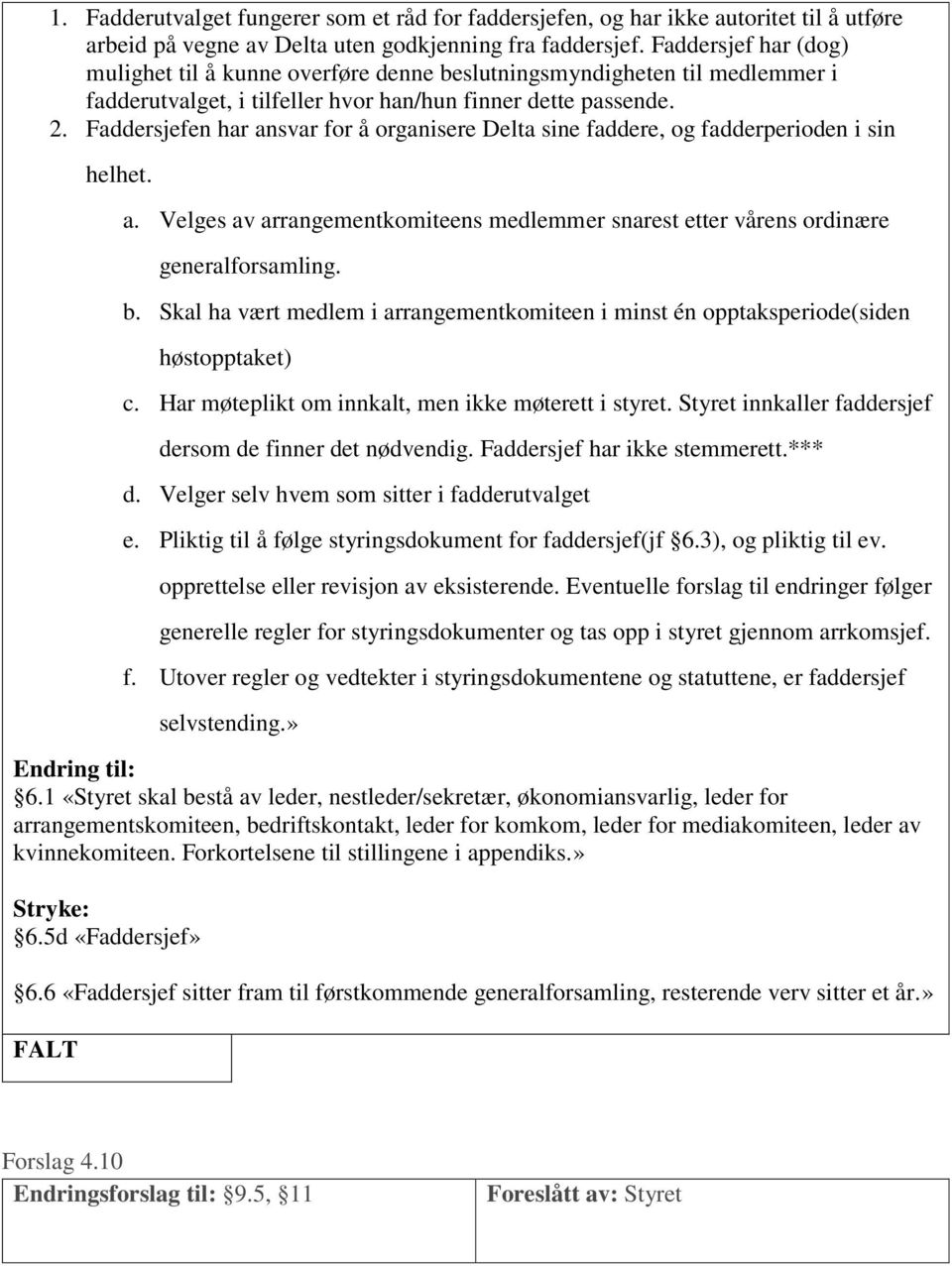 Faddersjefen har ansvar for å organisere Delta sine faddere, og fadderperioden i sin helhet. a. Velges av arrangementkomiteens medlemmer snarest etter vårens ordinære generalforsamling. b.