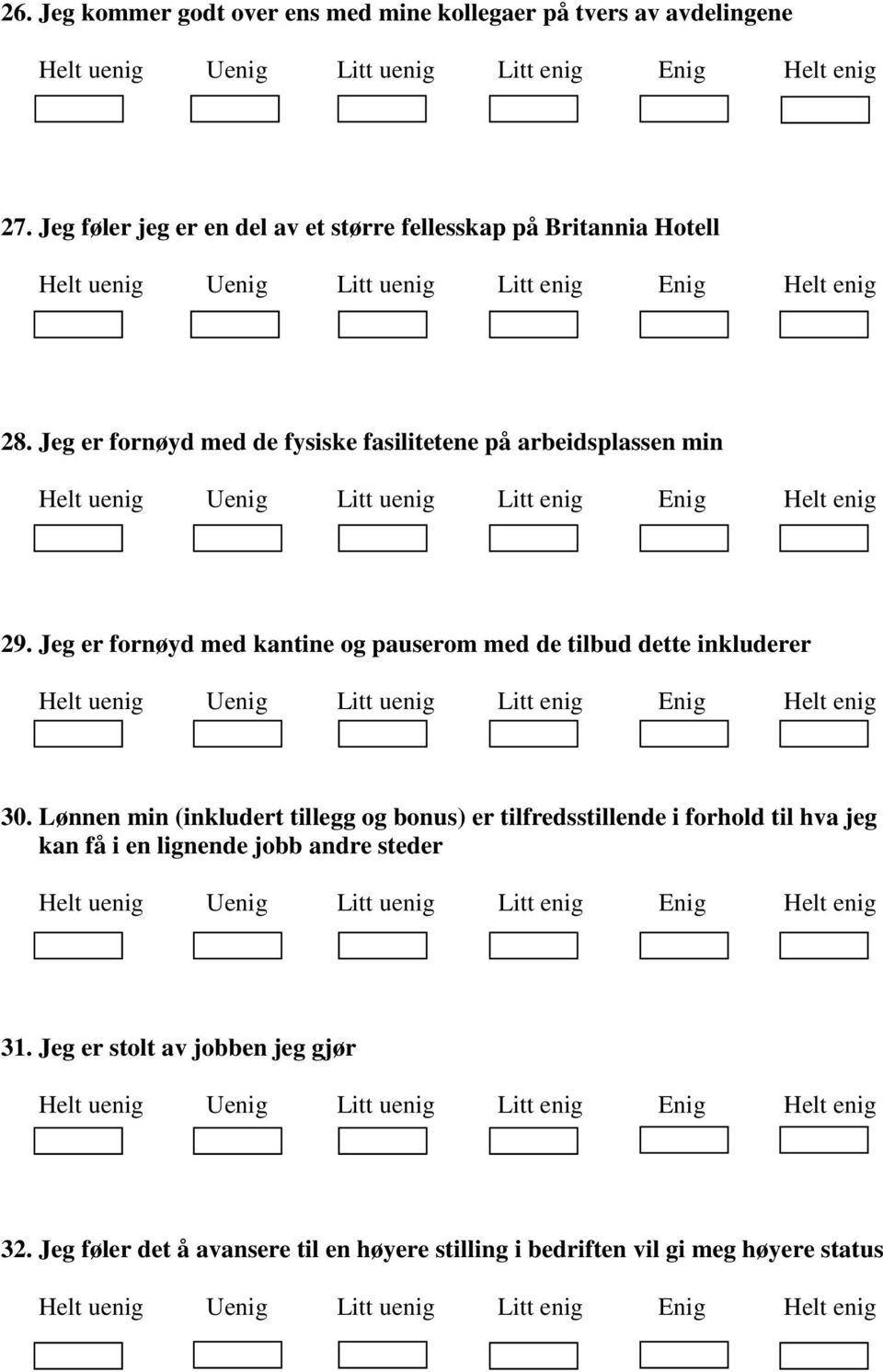 Jeg er fornøyd med de fysiske fasilitetene på arbeidsplassen min 29.