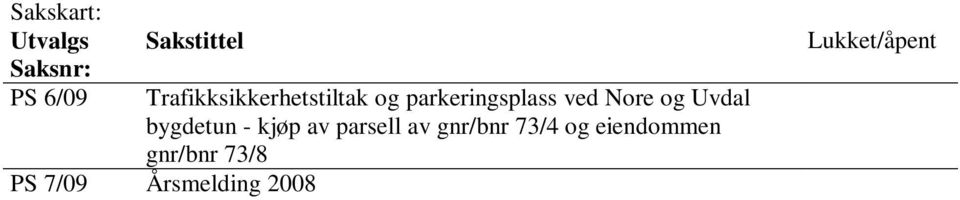 og Uvdal bygdetun - kjøp av parsell av gnr/bnr 73/4