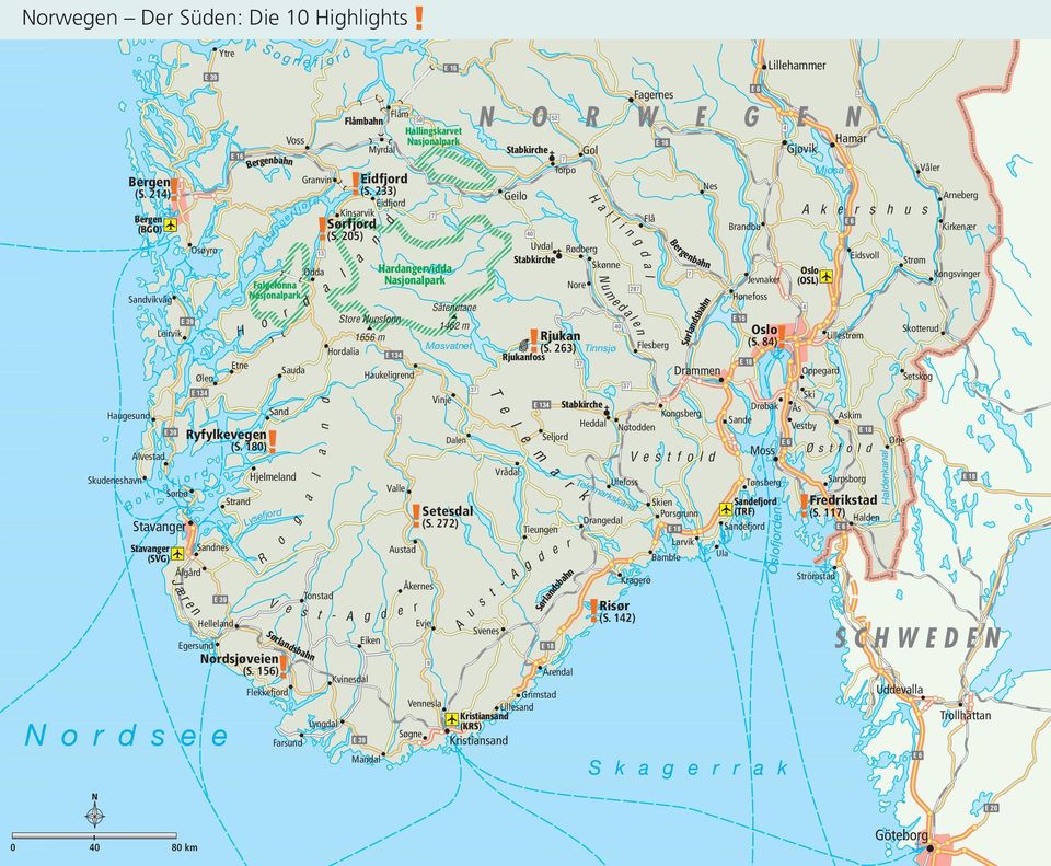 180) f j o r Granvin 13 Oa Folgefonna Saua Hjelmelan R Flekkefjor Voss H a r a n g e r o r San Lysefjor o V e Norsjøveien (S.