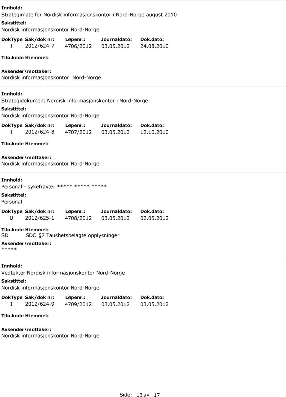 2010 Strategidokument Nordisk informasjonskontor i Nord-Norge 2012/624-8 4707/2012 12.