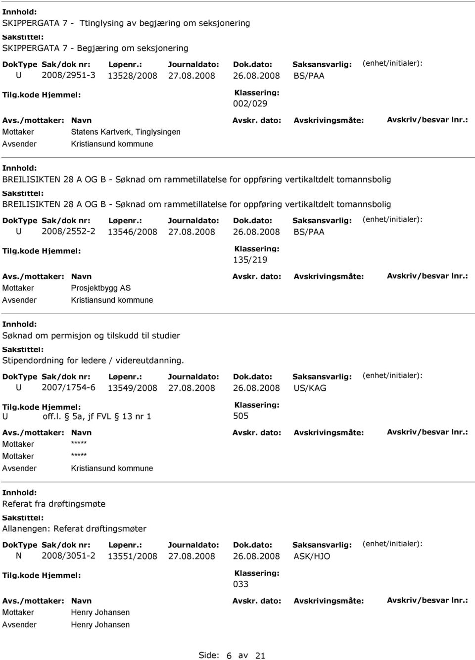 2008/2552-2 13546/2008 BS/PAA 135/219 Mottaker Prosjektbygg AS Søknad om permisjon og tilskudd til studier Stipendordning for ledere / videreutdanning.