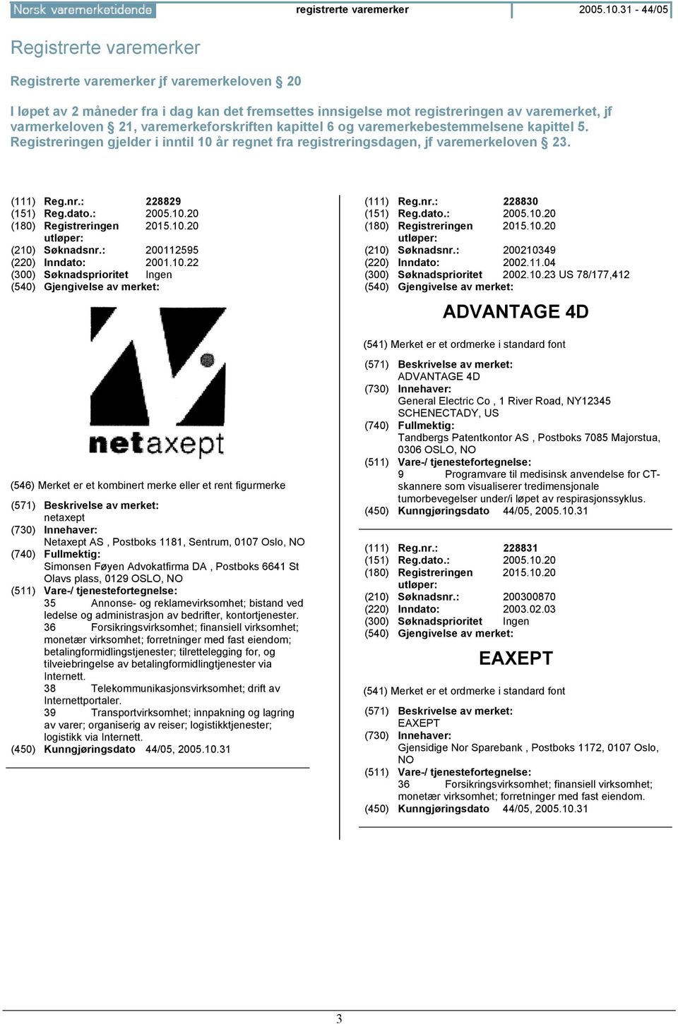 varemerkeforskriften kapittel 6 og varemerkebestemmelsene kapittel 5. Registreringen gjelder i inntil 10 år regnet fra registreringsdagen, jf varemerkeloven 23. (111) Reg.nr.: 228829 (151) Reg.dato.