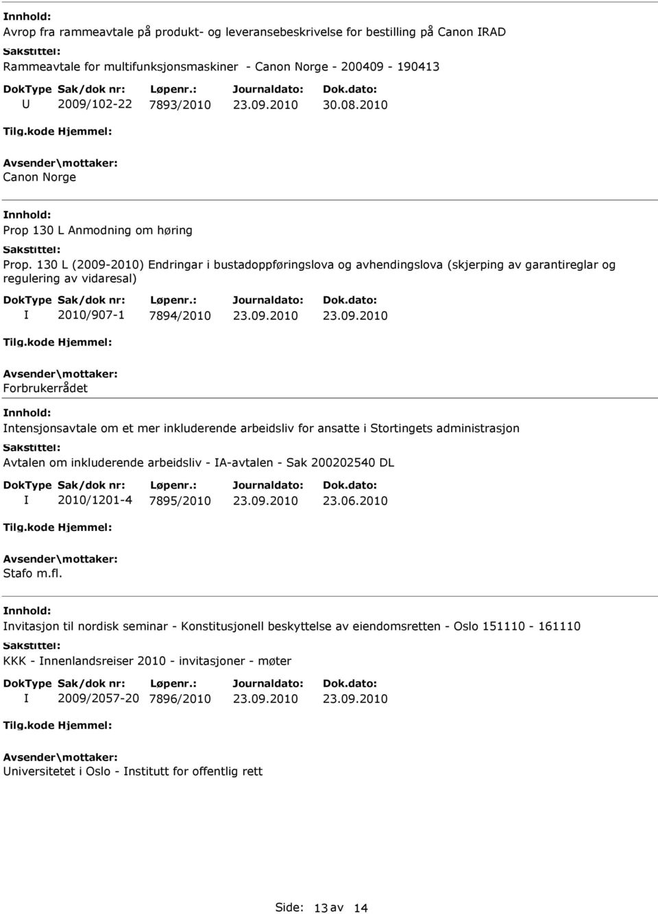 130 L (2009-2010) Endringar i bustadoppføringslova og avhendingslova (skjerping av garantireglar og regulering av vidaresal) 2010/907-1 7894/2010 Forbrukerrådet ntensjonsavtale om et mer inkluderende