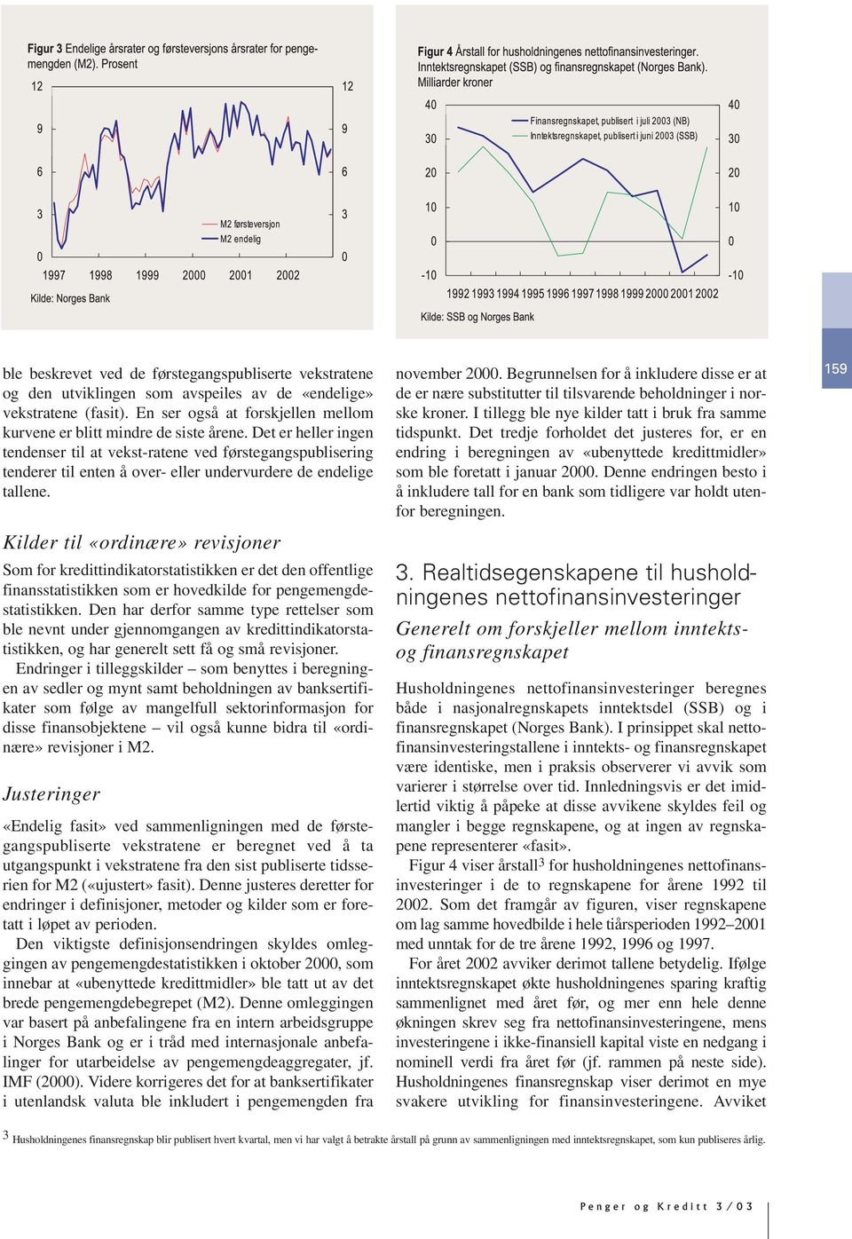 Kilder til «ordinære» revisjoner Som for kredittindikatorstatistikken er det den offentlige finansstatistikken som er hovedkilde for pengemengdestatistikken.