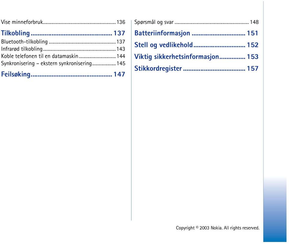 ..144 Synkronisering ekstern synkronisering...145 Feilsøking... 147 Spørsmål og svar.