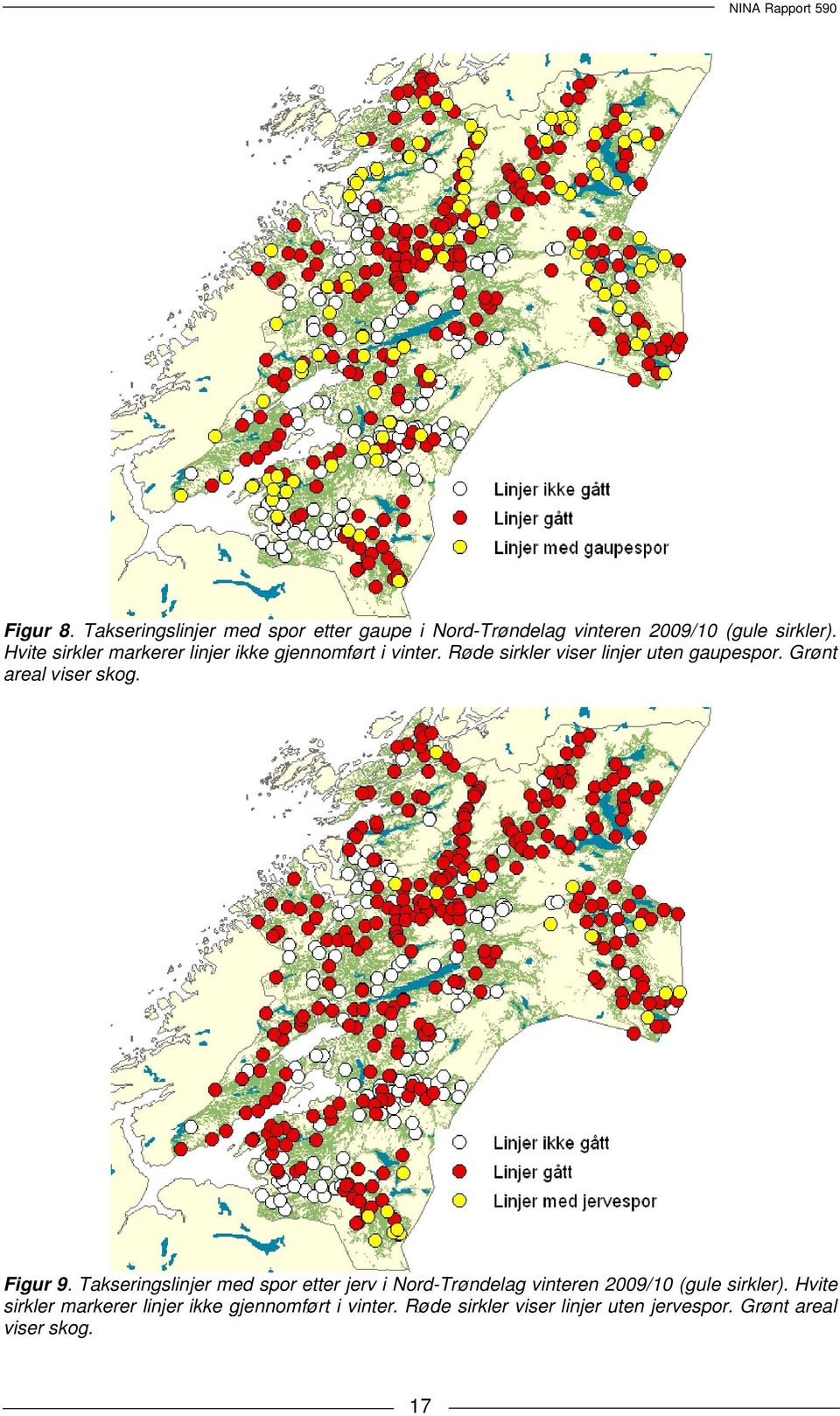 Grønt areal viser skog. Figur 9.