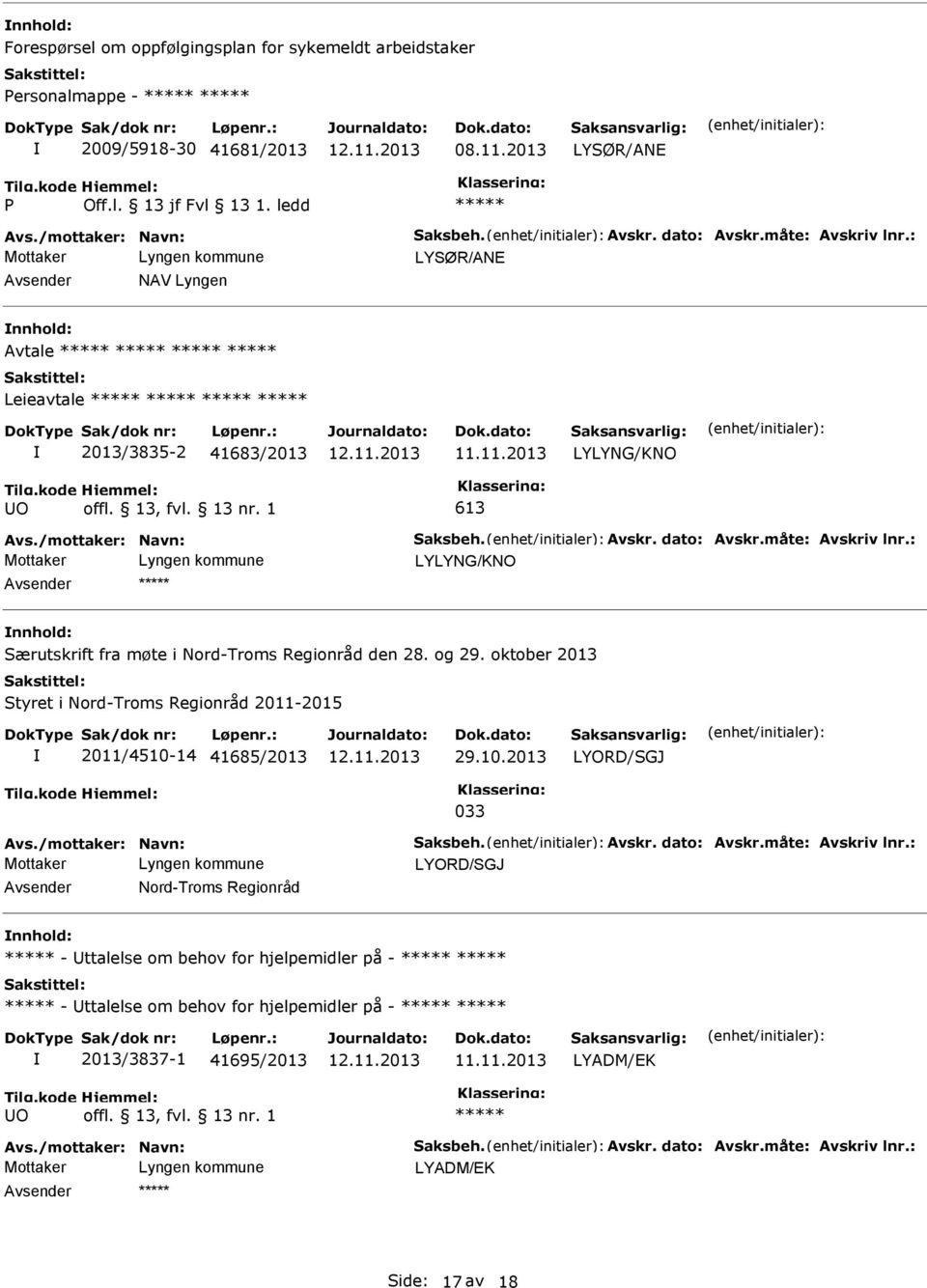 : LYLYNG/KNO Særutskrift fra møte i Nord-Troms Regionråd den 28. og 29. oktober 2013 Styret i Nord-Troms Regionråd 2011-2015 2011/4510-14 41685/2013 29.10.2013 LYORD/SGJ 033 Avs.