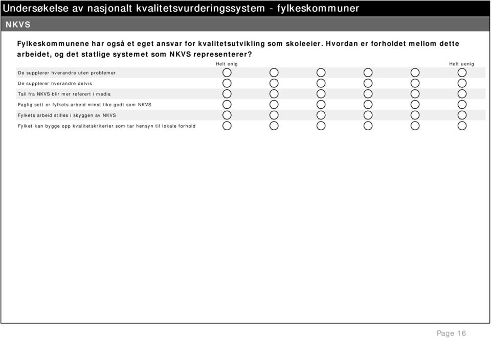 Helt enig Helt uenig De supplerer hverandre uten problemer De supplerer hverandre delvis Tall fra NKVS blir mer referert