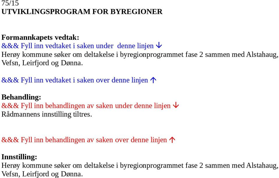 Leirfjord og Dønna. Rådmannens innstilling tiltres.