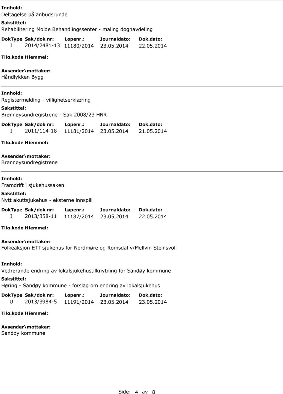 akuttsjukehus - eksterne innspill 2013/358-11 11187/2014 Folkeaksjon ETT sjukehus for Nordmøre og Romsdal v/mellvin Steinsvoll Vedrørande endring