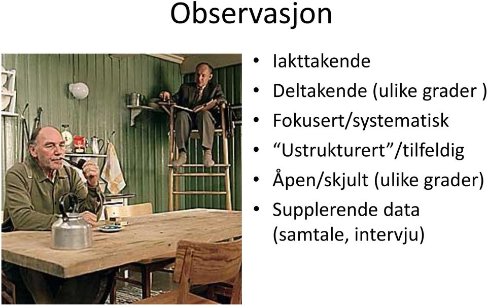 Ustrukturert /tilfeldig Åpen/skjult