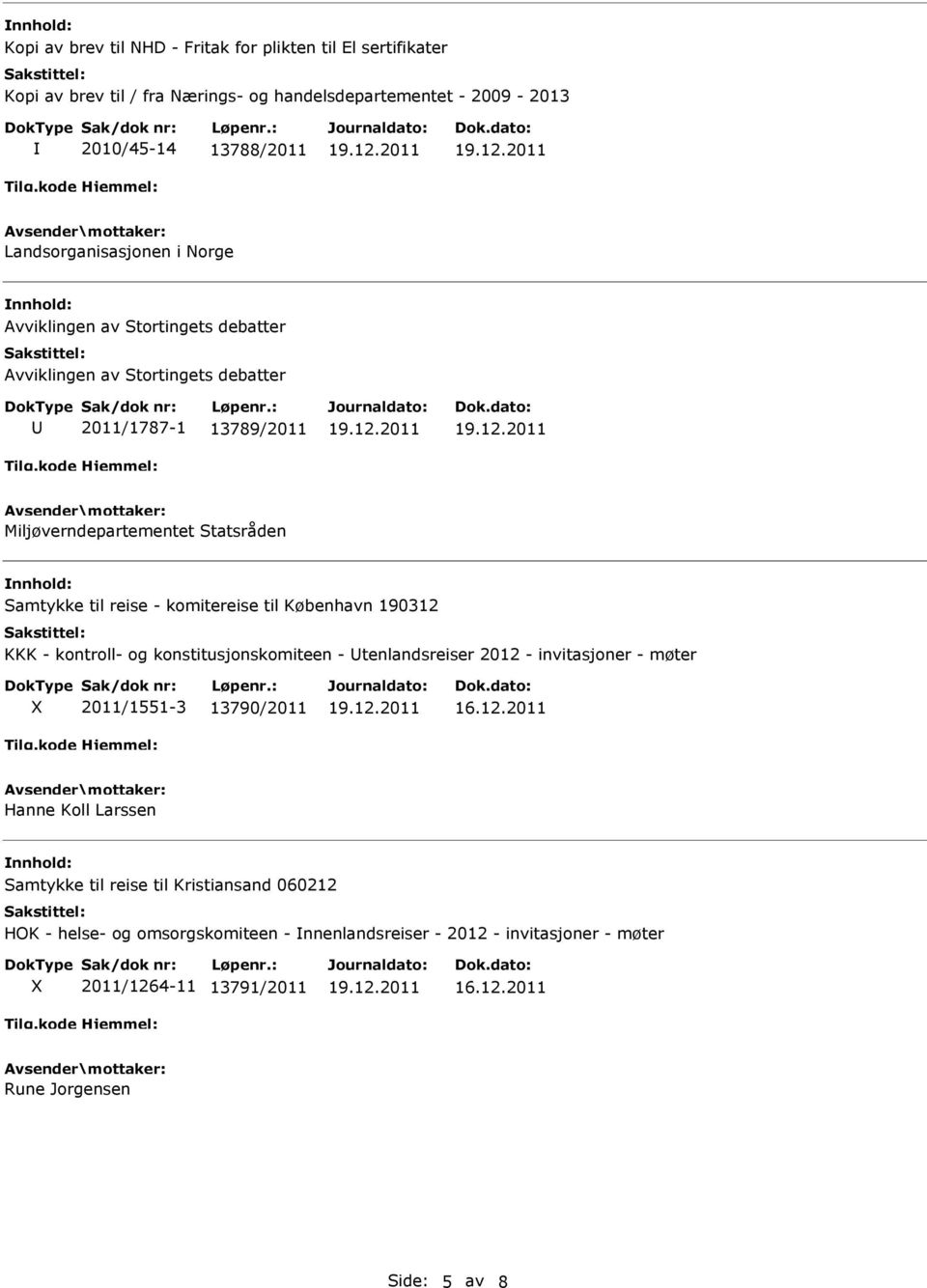 til reise - komitereise til København 190312 KKK - kontroll- og konstitusjonskomiteen - tenlandsreiser 2012 - invitasjoner - møter 2011/1551-3 13790/2011 Hanne Koll