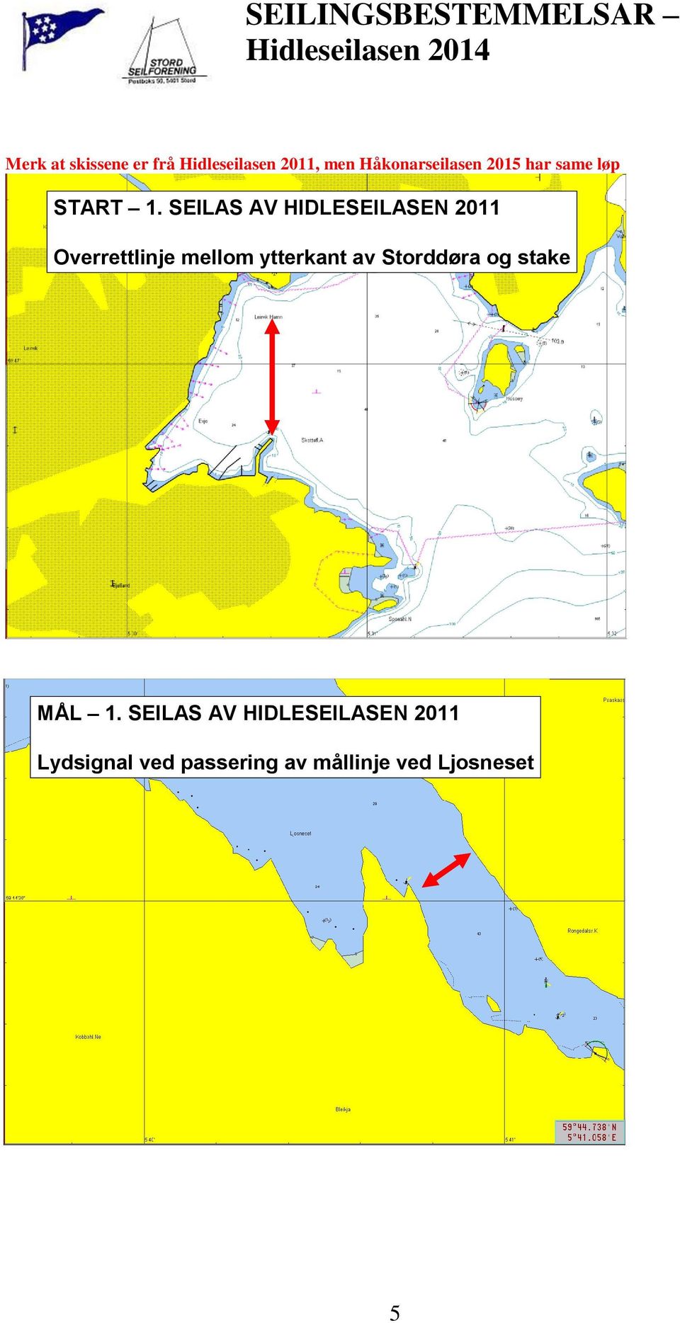 SEILAS AV HIDLESEILASEN 2011 Overrettlinje mellom ytterkant av