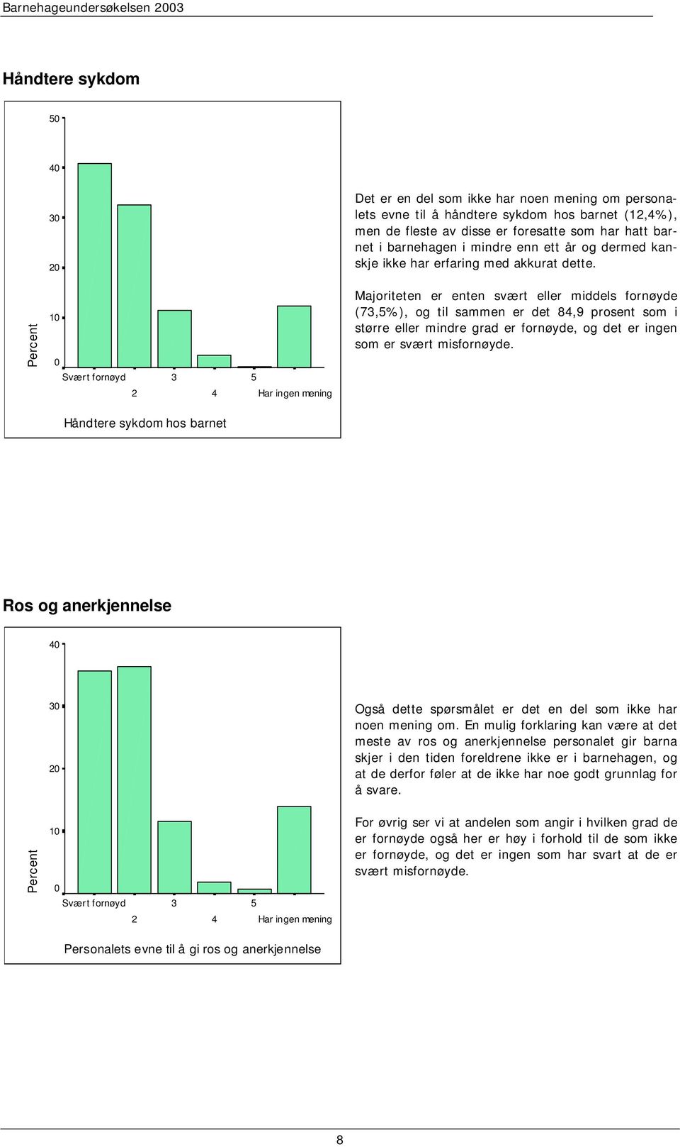 Majoriteten er enten svært eller middels fornøyde (7,%), og til sammen er det 8,9 prosent som i større eller mindre grad er fornøyde, og det er ingen som er svært misfornøyde.