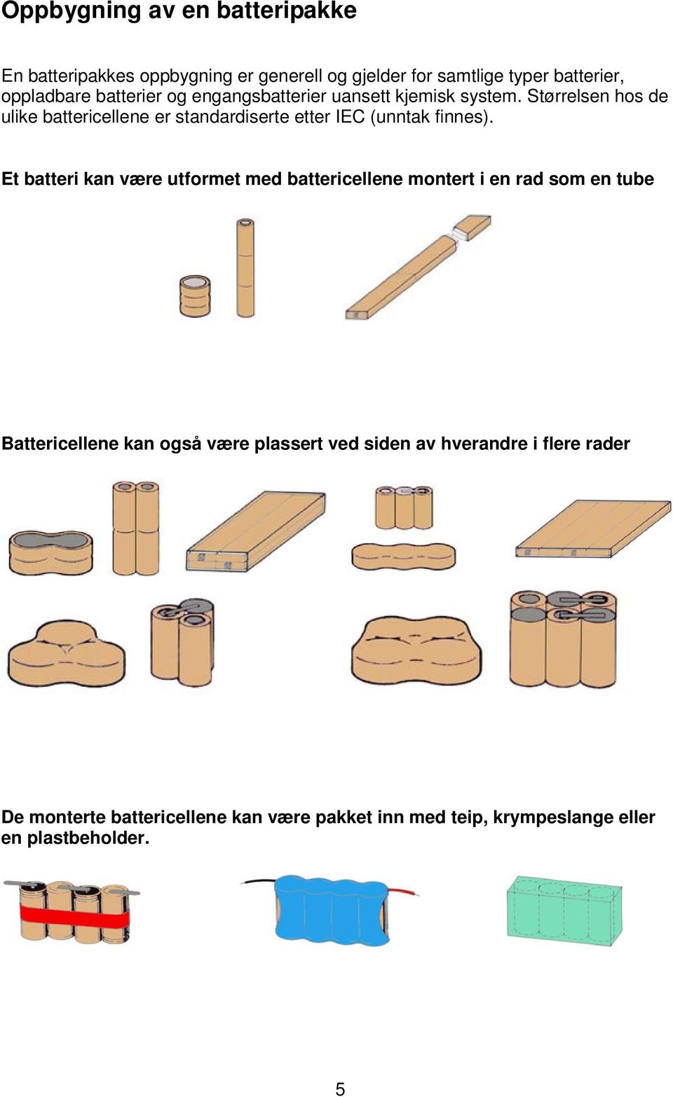 Størrelsen hos de ulike battericellene er standardiserte etter IEC (unntak finnes).