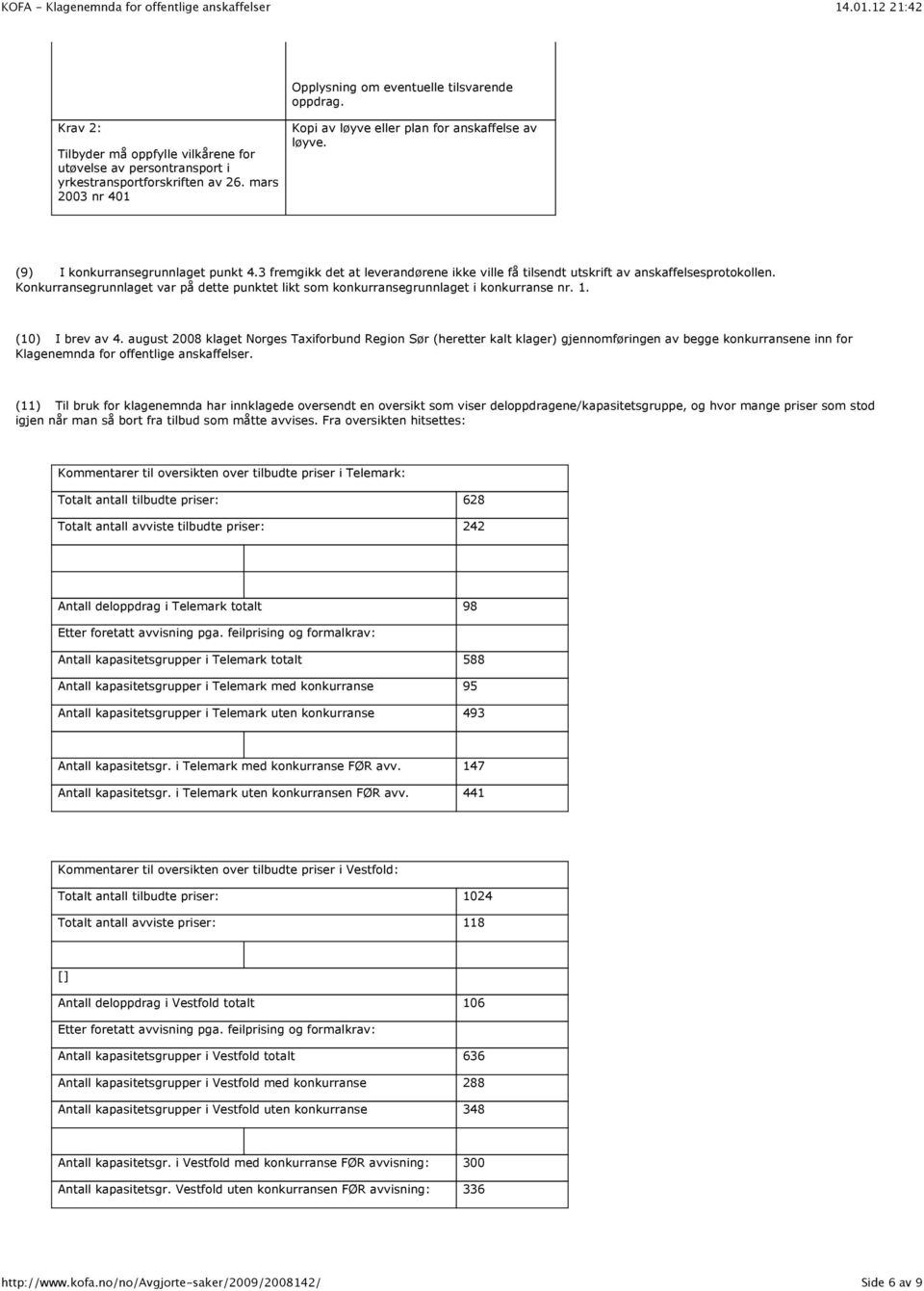 Konkurransegrunnlaget var på dette punktet likt som konkurransegrunnlaget i konkurranse nr. 1. (10) I brev av 4.