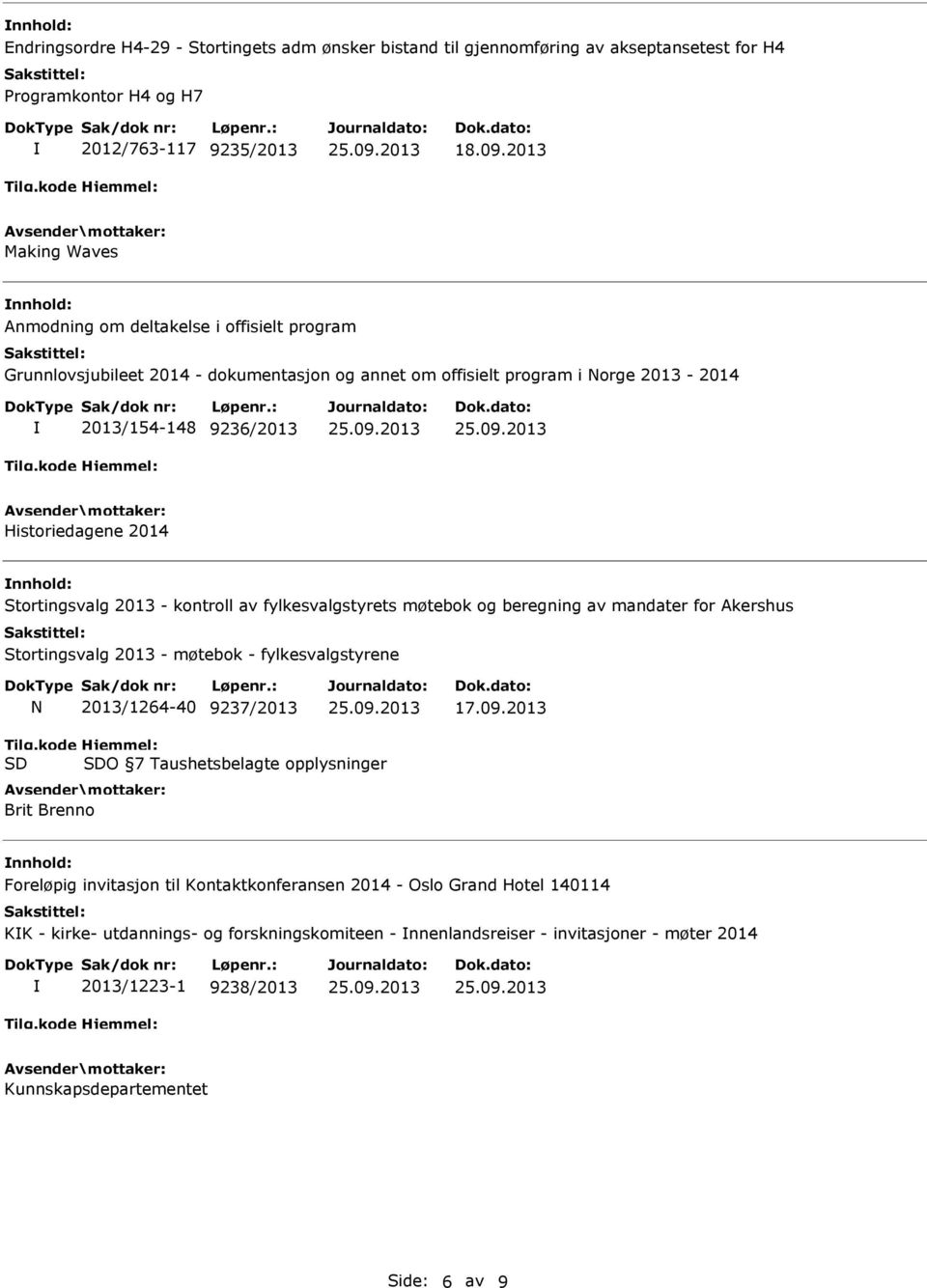 Stortingsvalg 2013 - kontroll av fylkesvalgstyrets møtebok og beregning av mandater for Akershus Stortingsvalg 2013 - møtebok - fylkesvalgstyrene N 2013/1264-40 9237/2013 17.09.