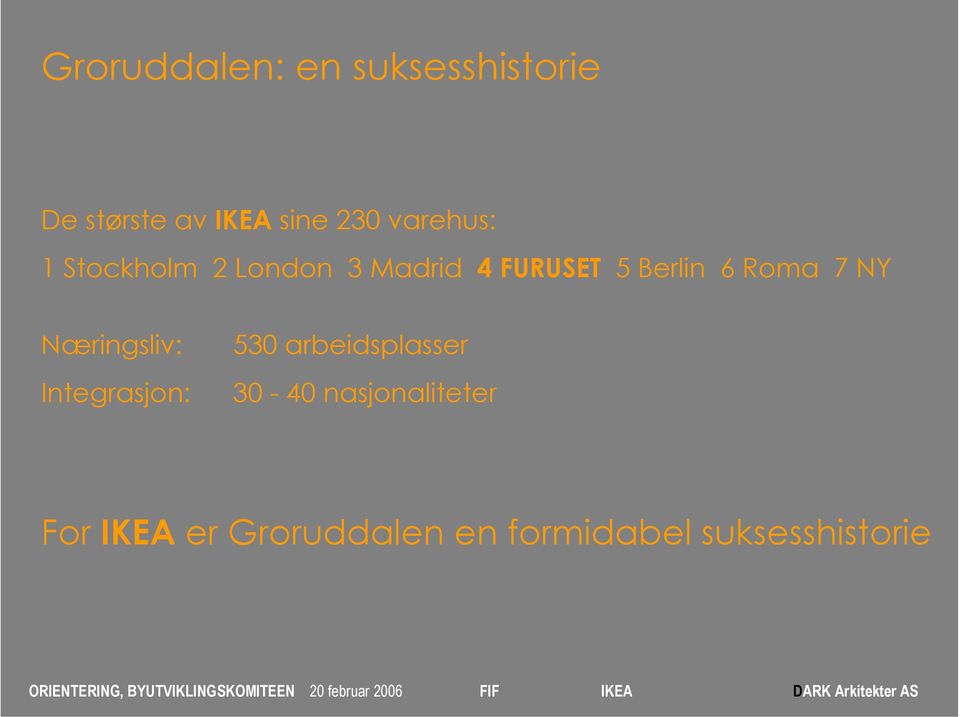 Roma 7 NY Næringsliv: Integrasjon: 530 arbeidsplasser 30-40