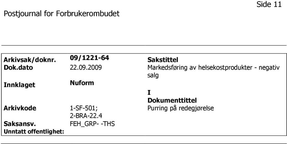 Markedsføring av helsekostprodukter - negativ